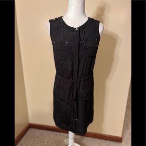 WHBM Black Sleeveless Tie Waist Dress Sz 00 NWOT
